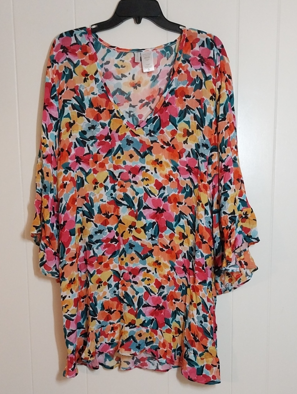 Anne Cole Swimsuit Coverup Floral Colorful Lightweight L/XL